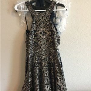 Navy and silver cocktail dress